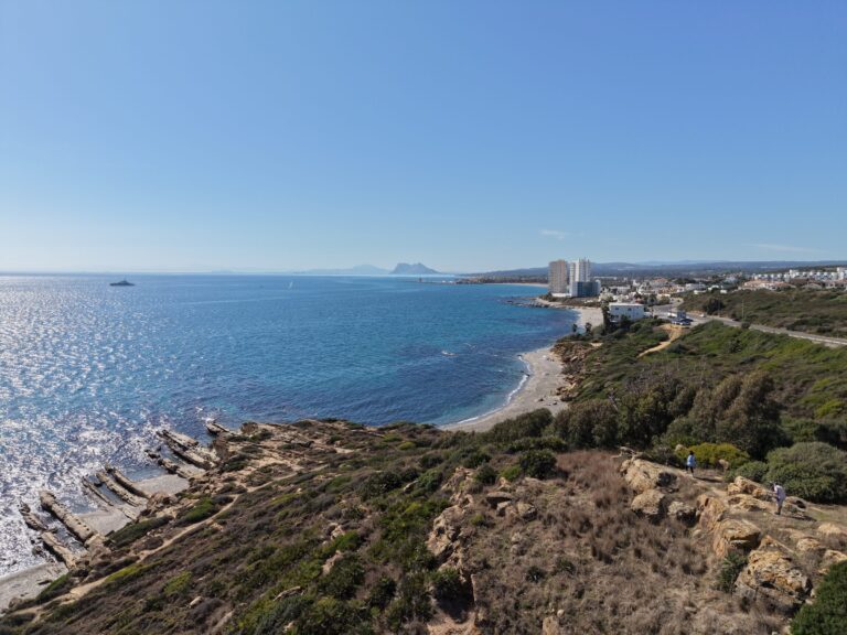 The coast near Sotogrande and Torreguadiaro, with Gibraltar in the distance