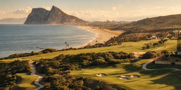 Golf course in La Alcaidesa with the coast in view